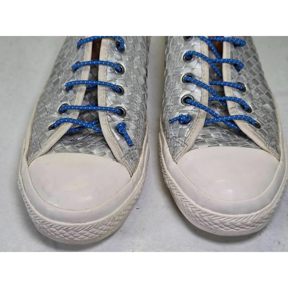 Converse All Star Women's Sneakers Size 9 Silver Woven Leather Shoes Rare‎ '10